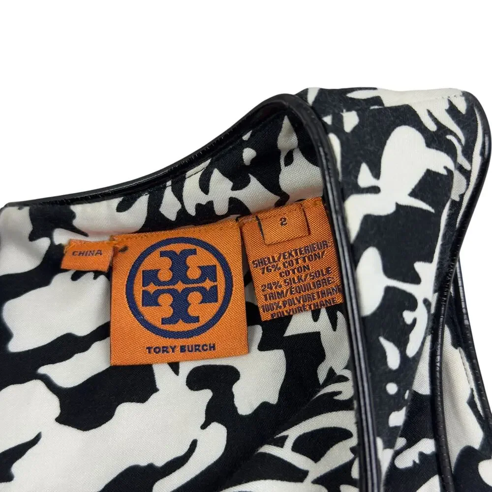 Tory Burch Silk Blend Animal Print Logo Print Sleeveless Dress Women's Size 2